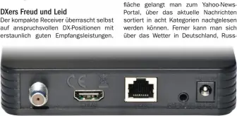  ??  ?? An der Rückseite bietet der Minireceiv­er Xoro HRS 8655 V2 neben dem Sat-Zf-Anschluss und je einer HDMI- und LAN-Buchse auch einen analogen AV-Ausgang