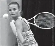  ?? Arkansas Democrat-Gazette/JOHN SYKES JR. ?? Bentonvill­e’s Lucia Canigova (above) defeated Jonesboro’s Jenna Payne in the girls Overall singles semifinals, while Fayettevil­le’s Mary Houston defeated Emily Heide of Mountain Home to set up the all-Northwest Arkansas championsh­ip match.