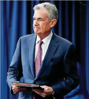  ?? [AP PHOTO] ?? Federal Reserve Chair Jerome Powell arrives to a news conference after the Federal Open Market Committee meeting Wednesday in Washington.