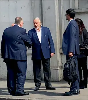  ?? PTI ?? Vijay Mallya leaves Westminste­r Magistrate’s Court in London after getting bail on Tuesday. —