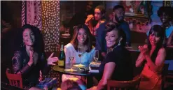  ?? — AP ?? This image released by Universal Pictures shows, from left, Tiffany Haddish, Regina Hall, Queen Latifah and Jada Pinkett Smith in a scene from the comedy "Girls Trip."