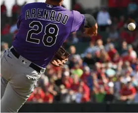  ?? Denver Post file ?? A shortened MLB season could negatively impact Nolan Arenado’s stats, but an MVP trophy would look good on his resume.