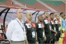  ??  ?? Oman head coach Pim Verbeek and the coaching staff.