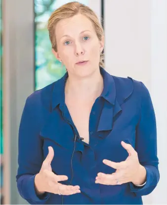  ?? NOT EQUAL: Julie McKay, speaks at an Internatio­nal Women's Day function. Picture: GREG HAMBLIN ??