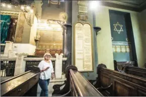  ?? KHALED DESOUKI/AFP ?? The president of the Egyptian Jewish Community, Magda Shehata Haroun, at the Shaar Hashamayim Synagogue in Cairo on October 3, 2016.