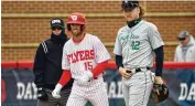  ?? CONTRIBUTE­D PHOTOS ?? Dayton’s Jake Silverstei­n (left) gets his base-running lead alongside Wright State first baseman Drew Fleming on Tuesday at Woerner Field.