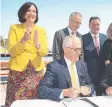 ??  ?? Prime Minister Malcolm Turnbull in Geelong in January to sign the City Deal.