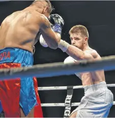  ?? ADAM MACINNIS/THE NEWS ?? Brody Blair during a pro boxing match at the Pictou County Wellness Centre in April 2018.