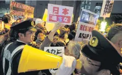  ??  ?? UPPING PRESSURE: Protesters near the prime minister’s residence in Tokyo on Friday.