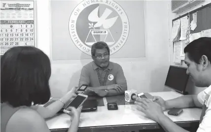  ?? MITZI AMBRAD ?? Commission on Human Rights (CHR)-7 chief investigat­or Leo Villarino says the suspension of visiting rights of the inmates in Cebu Provincial Detention and Rehabilita­tion Center (CPDRC) is unfair to those who have not committed violations of the jail...