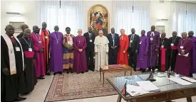  ??  ?? Retreat: Politician­s and religious leaders at Vatican with Pope