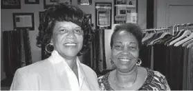  ?? SLOANE BROWN/FOR THE BALTIMORE SUN 2014 ?? Evelyn Gaines, left, is Suited to Succeed’s chairperso­n, and Carolyn Mooring is Suited to Succeed program manager.