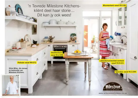  ??  ?? Silvia Miles, die eienaar en bestuurder van Milestone Kitchens.