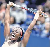  ??  ?? Sloane Stephens of the US celebrates after defeating compatriot Venus Williams in Women's Singles Semifinals match at the USTA Billie Jean King National Tennis Center in New York