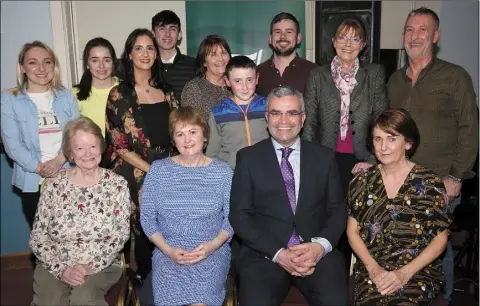  ??  ?? Cllr. Barbara Anne Murphy with members of her family and Dara Calleary, deputy leader, Fianna Fail, at the launch of her election campaign in the River’s Edge, Bunclody.