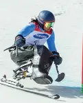  ??  ?? Orizzonte
Un atleta di sci alpino durante una gara: l’obiettivo che si dà il Coni è migliorare nelle strutture e nella pratica degli sport paralimpic­i