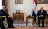  ?? — AFP ?? Us secretary of state Mike Pompeo meets with egyptian President Abdel fattah el sisi in Cairo on Thursday.