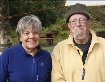  ??  ?? Margaret Merne and Louis O’Rourke at the Bray Lakers walk in Glendaloug­h.