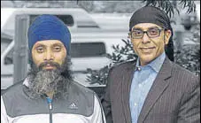  ?? PIC CREDIT: SFJ ?? Khalistani militant Hardeep Singh Nijjar (L) with legal adviser to Sikhs for Justice (SFJ) Gurpatwant Pannun. Nijjar has retained the SFJ to provide him legal defence.