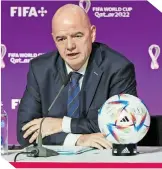  ?? FOTO: REUTERS ?? El titular de la FIFA arremetió contra Europa por criticar al país anfitrión.