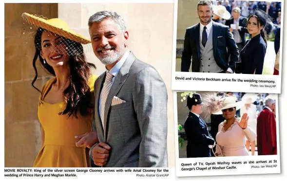  ??  ?? MOVIE ROYALTY: King of the silver screen George Clooney arrives with wife Amal Clooney for the wedding of Prince Harry and Meghan Markle.