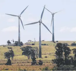  ?? ?? Wind turbines at the Windy Hill wind farm near Ravenshoe, Far North Queensland. Picture: Brendan Radke