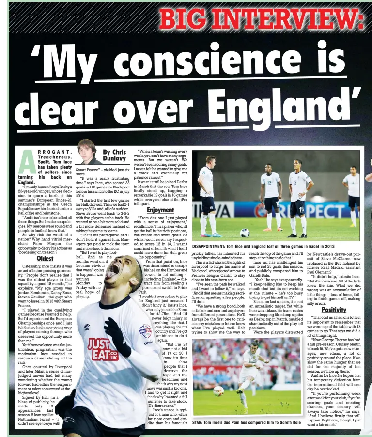  ??  ?? DISAPPOINT­MENT: Tom Ince and England lost all three games in Israel in 2013
STAR: Tom Ince’s dad Paul has compared him to Gareth Bale