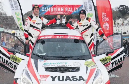  ??  ?? ●Matt Edwards and fellow North Walian Darren Garrod win the Cambrian Rally for the second year in succession