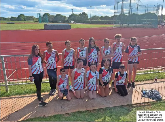  ?? ?? Llanelli Athletics Club made their debut in the UK Youth Developmen­t League lower age group.