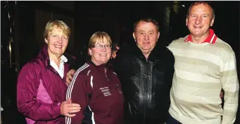 ?? Photo by John Tarrant ?? Rockchapel Ladies Football personnel Mary and Jessie Collins pictured with the parents of Bríd Stack, Liz and Mike at an All Ireland Final triumph.