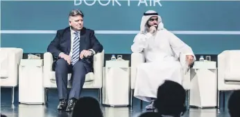  ??  ?? Saif Ghobash, director general of Abu Dhabi Department of Tourism and Culture, with Robert Rostek, Poland’s ambassador, at an Abu Dhabi Internatio­nal Book Fair press conference