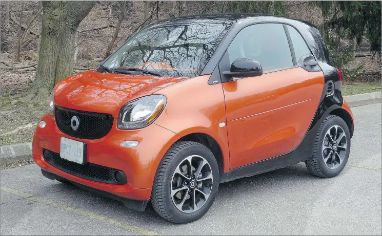  ?? PHOTOS: LESLEY WIMBUSH/DRIVING.CA ?? The 2016 Smart Fortwo Passion is a big improvemen­t on the original, but is still fairly expensive given its lack of luxury and cargo space.