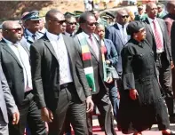  ?? - Picture: John Manzongo ?? President Mnangagwa and First Lady Dr Auxillia Mnangagwa arrive at the National Heroes Acre for the burial of national hero Cde Abraham Kabasa yesterday.