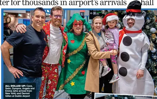  ?? ?? all dolled up: Cave, Seán, Dympna, Angela and Emma (who arrived from New York) and Dermot Gillen at Dublin Airport