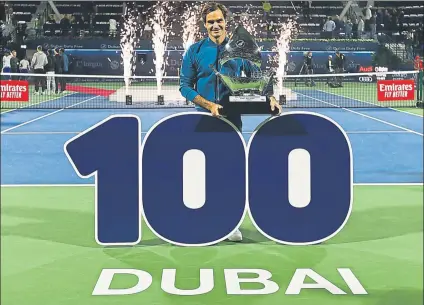  ?? FOTO: EFE ?? Roger Federer, título 100 ATP tras ganar la final de Dubai al griego Stefanos Tsitsipas, que había sido su verdugo en el Open de Australia
