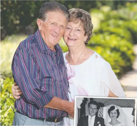  ?? Main picture: GLENN HAMPSON ?? Desley Burke with her husband Bryon Burke and (right) the couple’s wedding day 60 years ago.