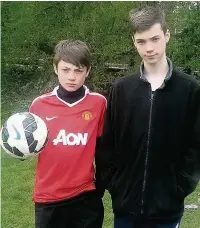  ??  ?? ●● George, 16, and Harry Massey, 13, said they spotted a snake at Fermain Youth Centre, which took a bite out of their ball