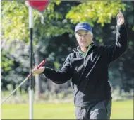  ??  ?? Pat Mayne thought she had an eagle but still made birdie, one of four she had in her round on Saturday, in the Schenectad­y Classic at Schenectad­y Muni. She overcame a double bogey on the 12th hole and won by 18 strokes.