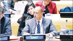  ?? KUNA photo ?? Deputy Permanent Representa­tive of Kuwait to the United Nations Counselor BaderAl-Munayyekh during the meeting of the Security Council.