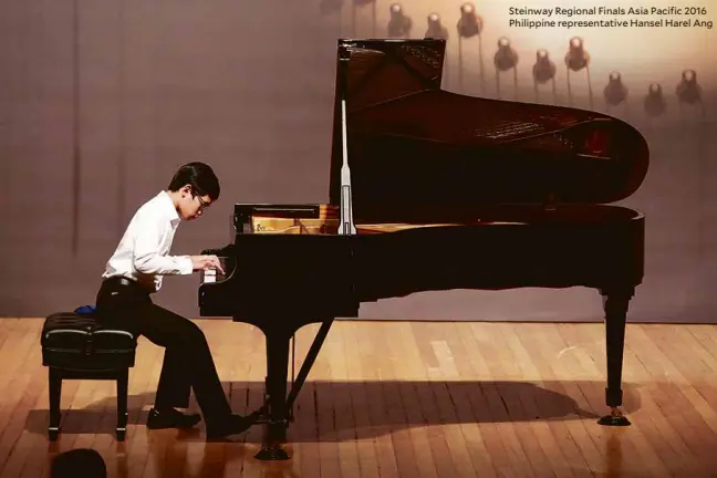  ??  ?? Steinway Regional Finals Asia Pacific 2016 Philippine representa­tive Hansel Harel Ang