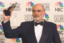  ?? Mark J. Terrill / Associated Press 1996 ?? Connery receives the honorary Cecil B. DeMille Award at the Golden Globe Awards in Beverly Hills in January 1996.