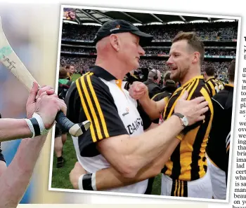  ??  ?? TOP CATS: Jackie Tyrell with Kilkenny manager Brian Cody