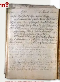  ?? ?? Elizabeth, daughter of William and Frances Pearce, was baptised at Chilton Foliat in 1788