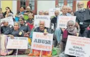  ?? PTI ?? Senior citizens participat­e in a rally to mark the World Elder Abuse Awareness Day 2017 in Bengaluru on Thursday.
