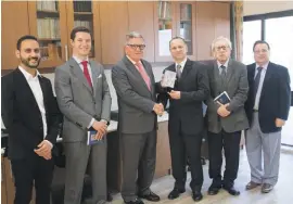  ??  ?? The Spanish Ambassador, HE Don José Pons (third from left), Dr Bernard Micallef (fourth from left), and members of staff of the Department of Maltese