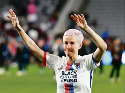  ?? ROBYN BECK/AFP VIA GETTY IMAGES ?? Megan Rapinoe, 38, will end her career Saturday, playing for the OL Reign in the NWSL final.