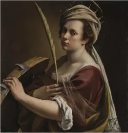  ??  ?? 2. Self-Portrait as Saint Catherine of Alexandria, c. 1615–17, Artemisia Gentilesch­i, oil on canvas, 71.4 × 69cm. National Gallery, London