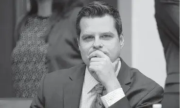  ?? CHIP SOMODEVILL­A Getty Images ?? U.S. Rep. Matt Gaetz was appointed to the House Armed Services Committee as a freshman in 2017.