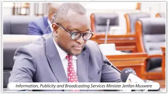  ?? ?? Informatio­n, Publicity and Broadcasti­ng Services Minister Jenfan Muswere