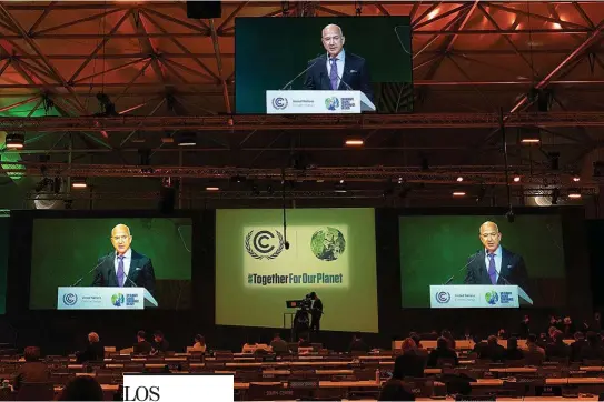  ?? ERIN SCHAFF/AP ?? Jeff Bezos, durante su intervenci­ón en la Cumbre del Clima de Glasgow de 2021.